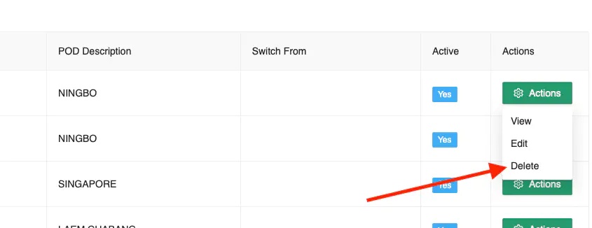 Delete Bill of Lading