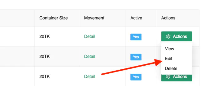 Edit Container Information