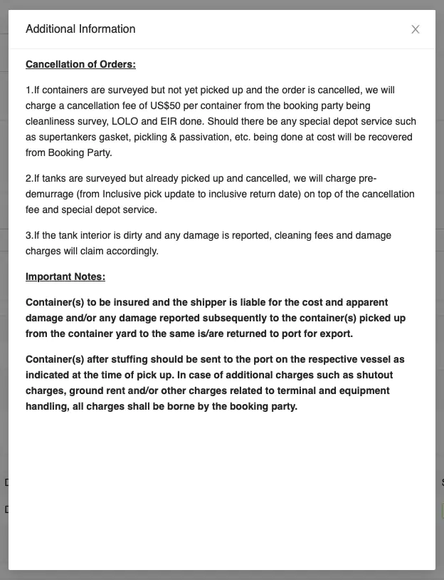 Release Order Additional Information Display