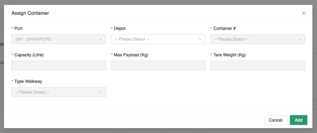 Assign Container Form