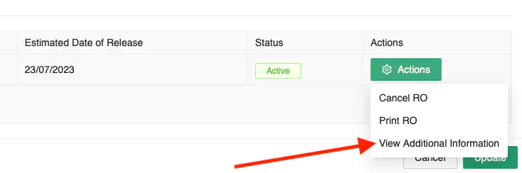 Release Order Additional Information