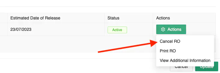 Cancel Release Order