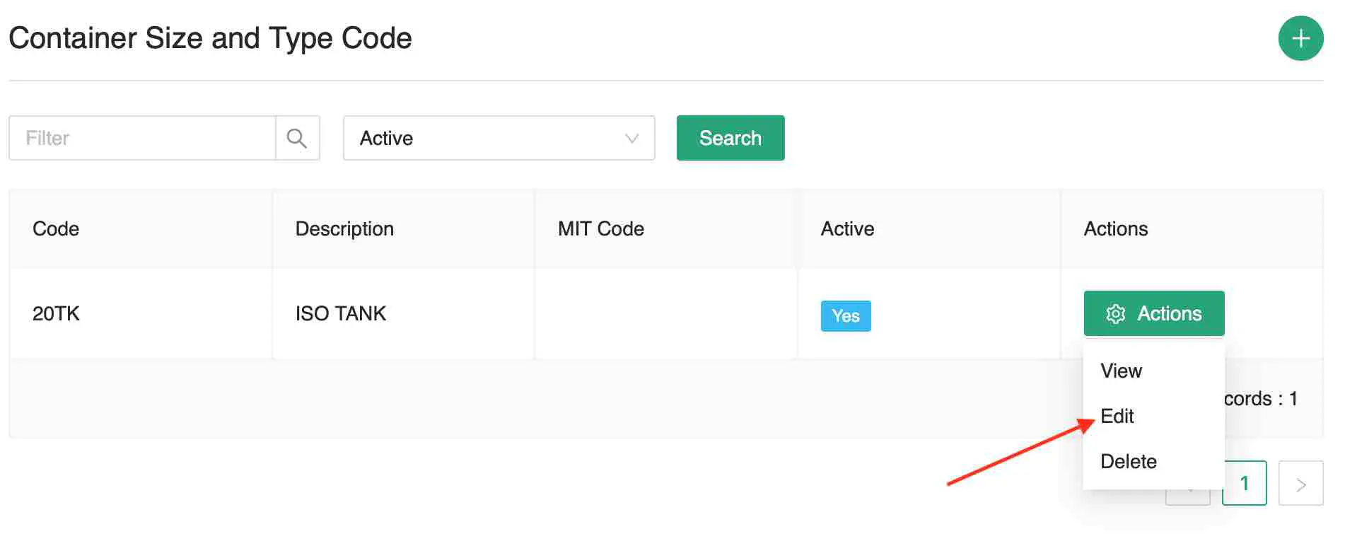Edit Container Size and Type