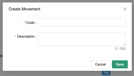 Movement Code Form