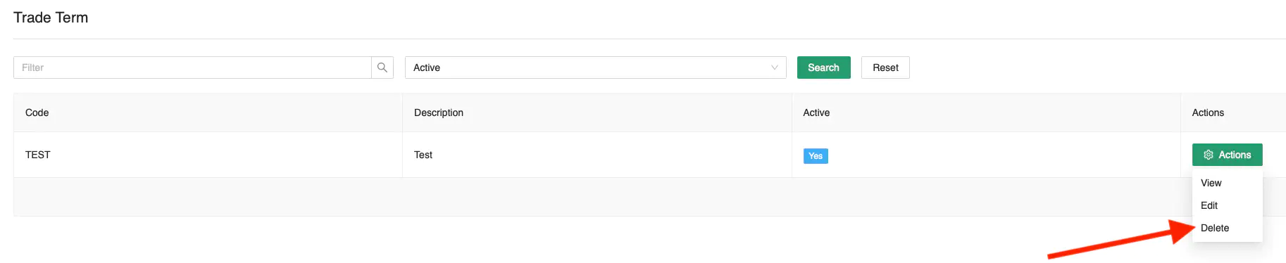 Delete Trade Term