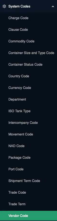 Vendor Code
