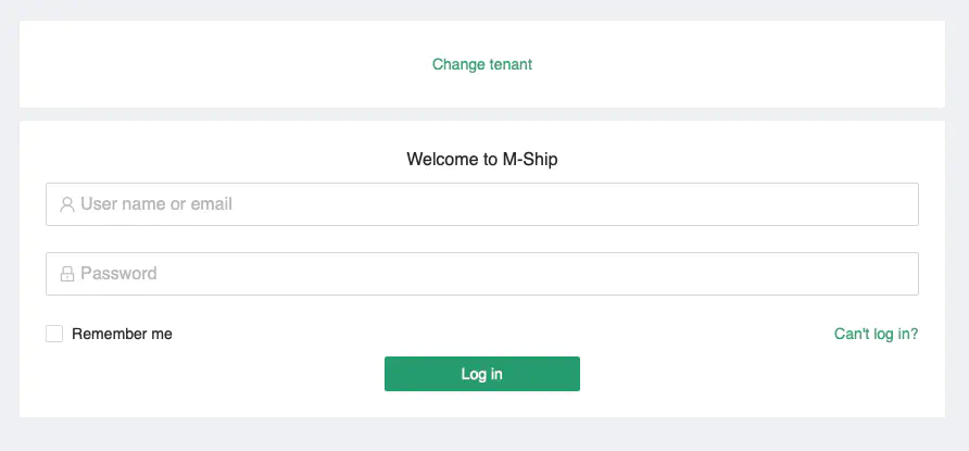 M-SHIP Login Screen